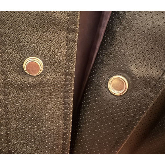 Adidas Originals Faux Leather Baseball Jersey Men's Large Black Snap Down 2024 - Picture 3 of 16